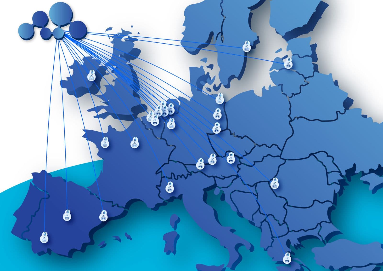 Map of Europe with ICU sites linked to the INDICATE network